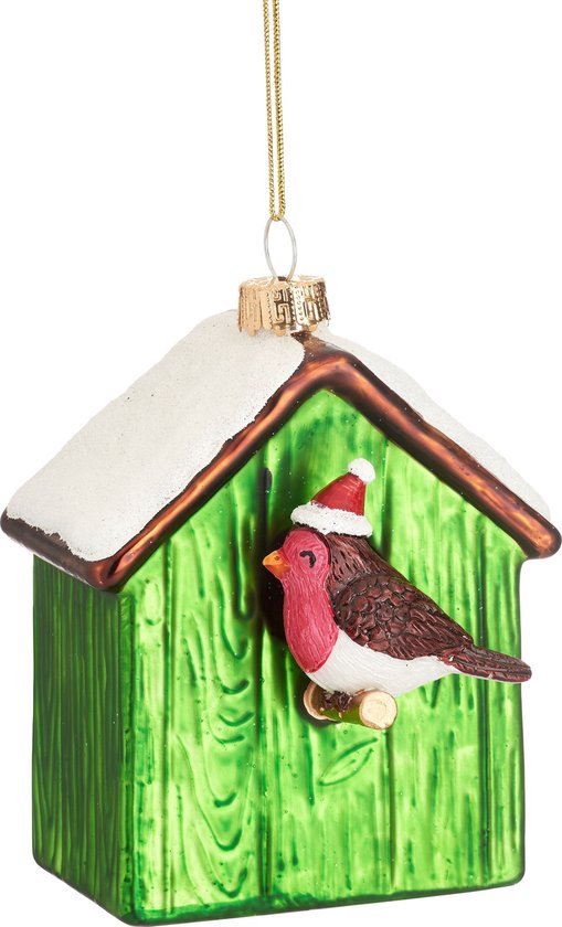 Kerst ornament Vogelhuisje met roodborstje - Sass and Belle